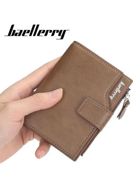 Baellerry Cüzdan Erkek Kısa Kore Versiyonu Çoklu Kart Dikey Fermuarlı Bozuk Para Cüzdanı Gençlik Üç Katlı Kart Çantası Erkekler (Yurt Dışından)