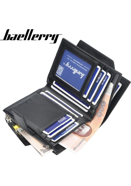 Baellerry Cüzdan Erkek Kısa Kore Versiyonu Çoklu Kart Dikey Fermuarlı Bozuk Para Cüzdanı Gençlik Üç Katlı Kart Çantası Erkekler (Yurt Dışından) modelleri