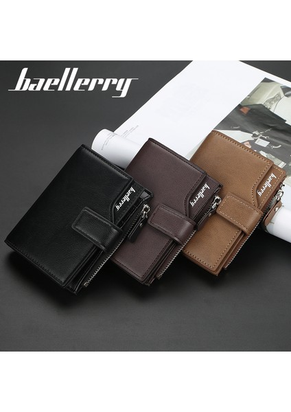 Baellerry Cüzdan Erkek Kısa Kore Versiyonu Çoklu Kart Dikey Fermuarlı Bozuk Para Cüzdanı Gençlik Üç Katlı Kart Çantası Erkekler (Yurt Dışından) fırsatları