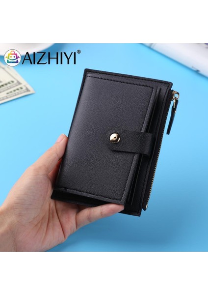 Erkek Kadın Moda Düz Renk Kredi Kartı Kımlık Kartı Çok Yuvalı Kart Tutucu Rahat Pu Deri Mini Bozuk Para Cüzdanı Moda Cüzdan Cebi (Yurt Dışından) indirimleri