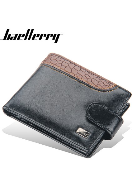 Baellerry Erkek Kısa Cüzdan Avrupa ve Amerikan Çoklu Kart Tokası Abd Doları Çanta Deri Yatay Cüzdan Bozuk Para Cüzdanı (Yurt Dışından)
