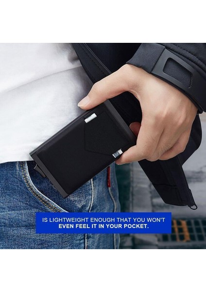 Rfid Akıllı Cüzdan Kart Sahibinin Metal Ince Ince Erkek Kadın Cüzdan Pop Up Minimalist Cüzdan Küçük Siyah Çanta Metal Vallet (Yurt Dışından) modelleri