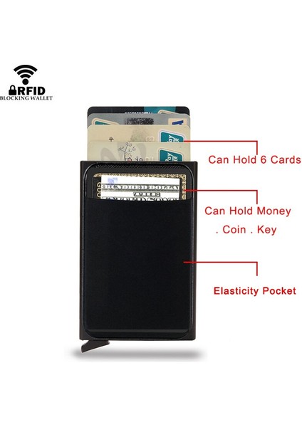 Rfid Akıllı Cüzdan Kart Sahibinin Metal Ince Ince Erkek Kadın Cüzdan Pop Up Minimalist Cüzdan Küçük Siyah Çanta Metal Vallet (Yurt Dışından) indirimleri