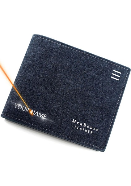 Yeni Kısa Erkek Cüzdan Adı Kazınmış Kart Tutucu Klasik Erkek Cüzdan Para Cebi Fermuar ile Moda Buzlu Ince Erkek Çantalar (Yurt Dışından)
