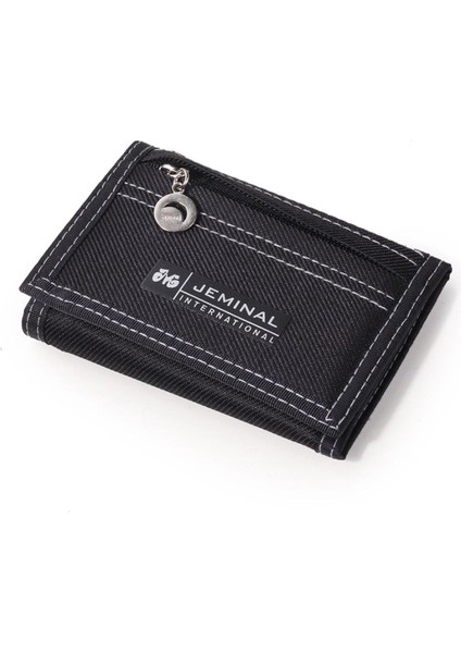 Erkek Üç Katlı Kısa Cüzdan Kimlik Pencereli Basit Cırt Cırtlı Kart Tutucu Çanta Çocuk Tuval Küçük Cep Bozuk Para Cüzdanı (Yurt Dışından)