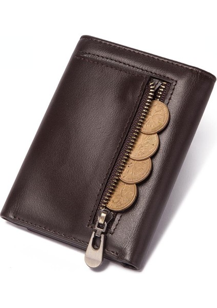 Yeni Varış Üç Katlı Erkek Cüzdan Hakiki Deri Ince Debriyaj Rfıd Engelleme Kart Tutucu Trendy Erkek Fermuar Bozuk Para Cüzdanı Lüks (Yurt Dışından) modelleri