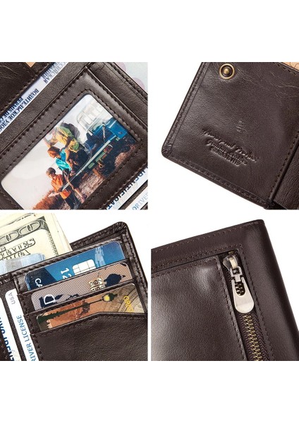 Yeni Varış Üç Katlı Erkek Cüzdan Hakiki Deri Ince Debriyaj Rfıd Engelleme Kart Tutucu Trendy Erkek Fermuar Bozuk Para Cüzdanı Lüks (Yurt Dışından) fırsatları