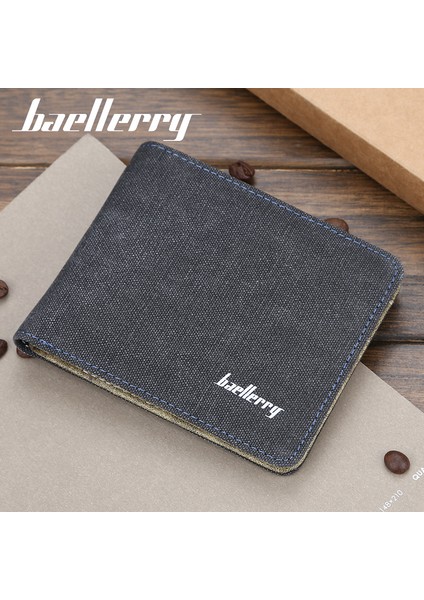 Baellerry Erkek Cüzdan Kore Versiyonu Kısa Yatay Cüzdan Tuval Bilet Klipsi Rahat Kart Çantası Öğrenci Bozuk Para Cüzdanı (Yurt Dışından)