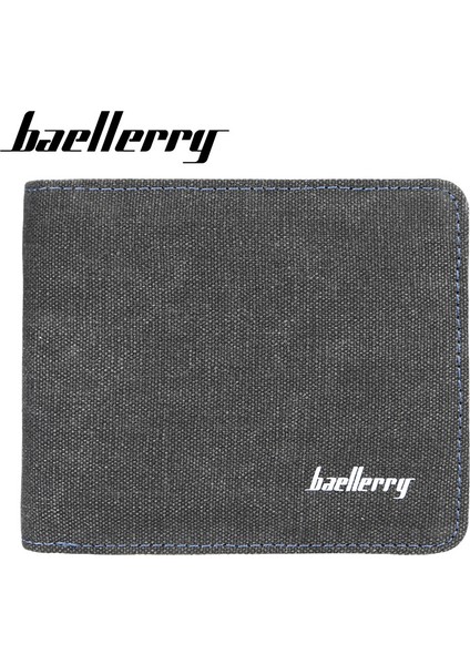Baellerry Erkek Cüzdan Kore Versiyonu Kısa Yatay Cüzdan Tuval Bilet Klipsi Rahat Kart Çantası Öğrenci Bozuk Para Cüzdanı (Yurt Dışından)