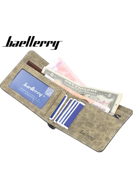 Baellerry Erkek Cüzdan Kore Versiyonu Kısa Yatay Cüzdan Tuval Bilet Klipsi Rahat Kart Çantası Öğrenci Bozuk Para Cüzdanı (Yurt Dışından)