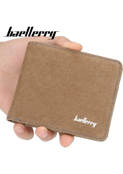 Baellerry Erkek Cüzdan Kore Versiyonu Kısa Yatay Cüzdan Tuval Bilet Klipsi Rahat Kart Çantası Öğrenci Bozuk Para Cüzdanı (Yurt Dışından)