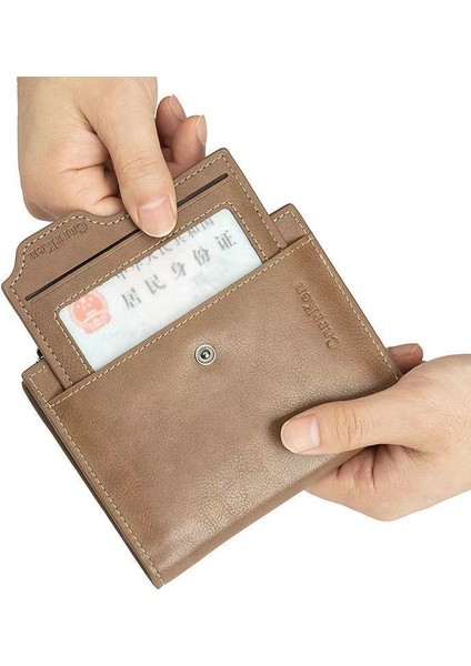 2022 Yeni Erkek Kısa Cüzdan Retro Snap Üç Katlı Cüzdan Çoklu Kart Ehliyet Fermuarlı Bozuk Para Cüzdanı (Yurt Dışından) modelleri