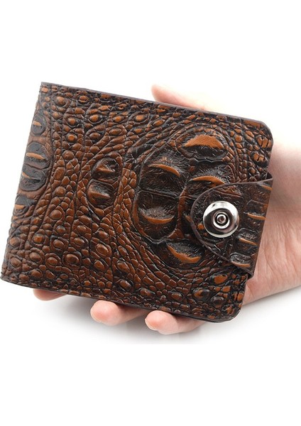 Erkekler Için Üst Deri Cüzdan Kısa Malzeme Çile Cüzdan Kart Sayfası Vintage Timsah Timsah Kafası Erkek Cüzdan Zip Bozuk Para Çantası (Yurt Dışından) indirimleri