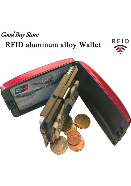 Iş Çantaları Güvenli Güvenli Rfid Kartlıklı Cüzdan Erkek Kadın Alüminyum Alaşımlı Çanta Kredi Bankası Metal Koruyucu Kapak Bozuk Para Cüzdanı (Yurt Dışından)