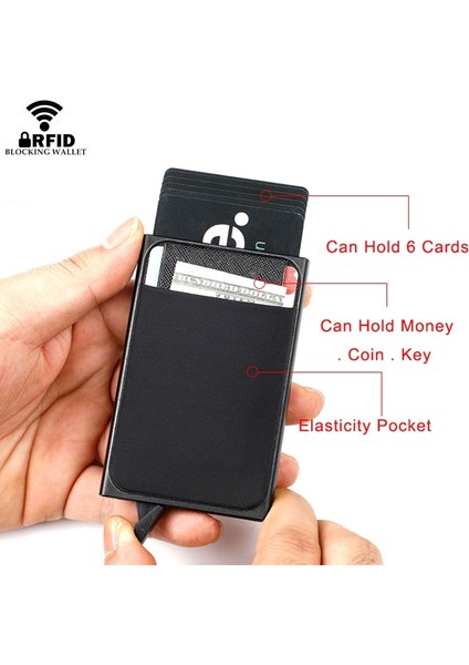 Özel Anti Rfid Kart Tutucu Cüzdan Para Çantaları Erkek Kadın Ince Ince Mini Metal Cüzdan Bozuk Para Cüzdanı Erkek Magsafe Cüzdan Siyah Debriyaj (Yurt Dışından) fırsatları