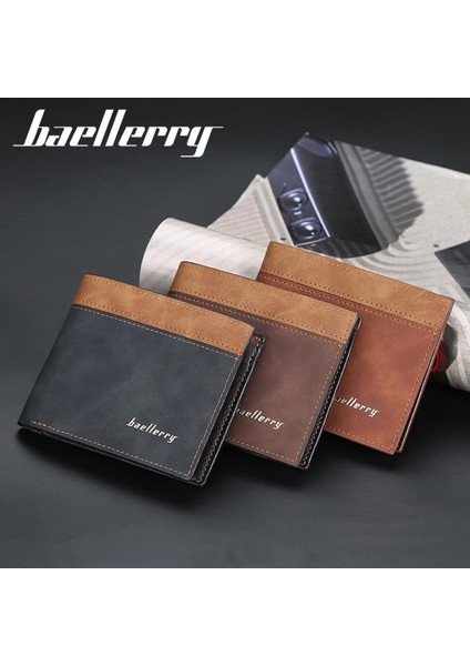 Baellerry Erkek Kısa Cüzdan Deri Çoklu Kart Bozuk Para Cüzdanı Kore Versiyonu Moda Gençlik Açık Cüzdan Erkekler (Yurt Dışından)