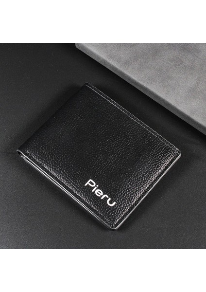 Pu Deri Erkek Cüzdan Retro Para Çanta Lychee Desen Bozuk Para Cüzdanı Büyük Kapasiteli Bilet Klipsi Iş Kredi Kımlık Kartı Sahipleri (Yurt Dışından)