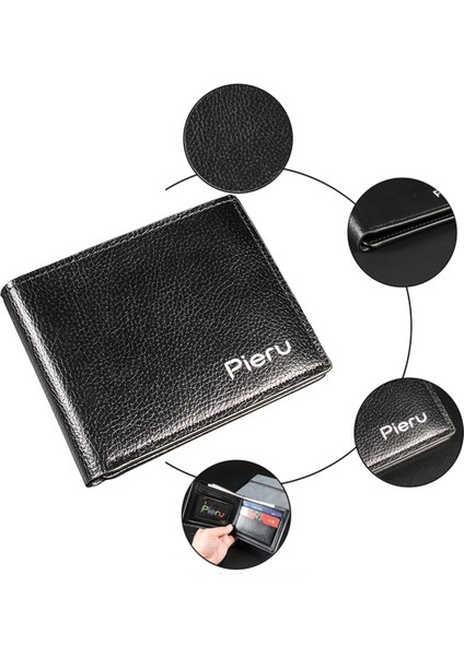 Pu Deri Erkek Cüzdan Retro Para Çanta Lychee Desen Bozuk Para Cüzdanı Büyük Kapasiteli Bilet Klipsi Iş Kredi Kımlık Kartı Sahipleri (Yurt Dışından) modelleri