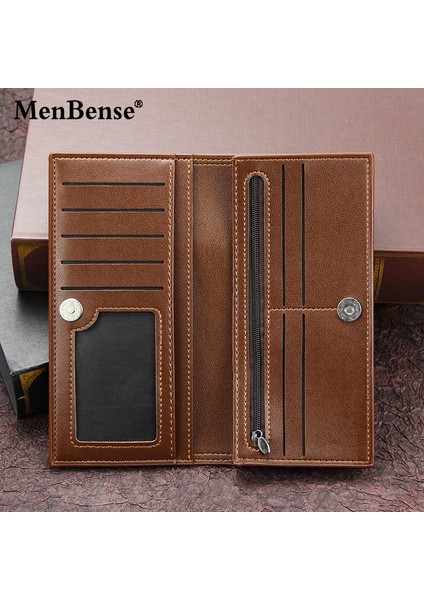 Menbense Yeni Erkek Cüzdan Uzun Moda Kabartmalı Manyetik Snap Artı Çevresi Çanta Çoklu Kart Yuvaları Erkek Cüzdan (Yurt Dışından)