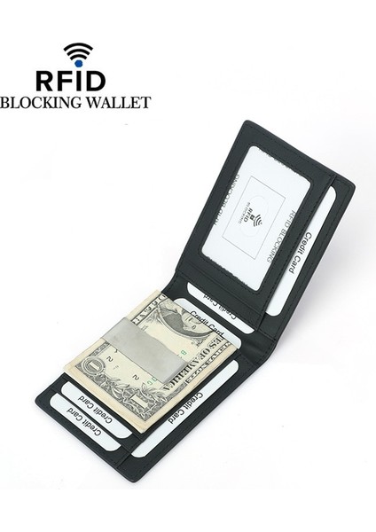 Yeni Rfıd Engelleme Ince Karbon Fiber Deri Cüzdan Bir Klip ile Erkek Kımlık Kartı Tutucu Ön Cep Bifold Erkek Metal Kelepçe Para Için (Yurt Dışından) fiyatları