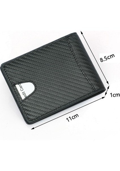 Yeni Rfıd Engelleme Ince Karbon Fiber Deri Cüzdan Bir Klip ile Erkek Kımlık Kartı Tutucu Ön Cep Bifold Erkek Metal Kelepçe Para Için (Yurt Dışından) modelleri