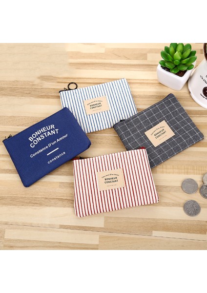 Microgood Moda Kanvas Kadın Mini Cüzdan Kılıfı Izgara Şerit Saklama Çantası Kart Sahibinin Çanta (Yurt Dışından) fırsatları