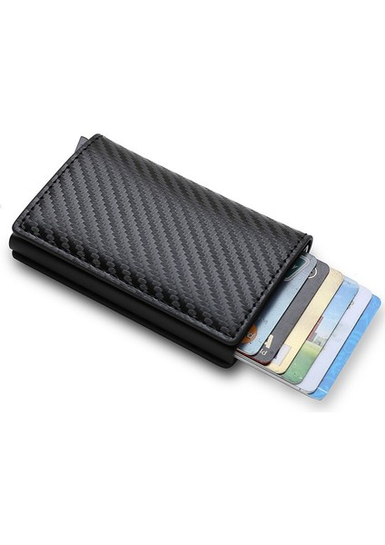 Dıenqı Karbon Rfid Cüzdan Erkek Para Kart Tutucu Cep Mini Ince Cüzdan Kadın Erkek Akıllı Çantalar Otomatik Açılır Vale Cüzdan (Yurt Dışından)
