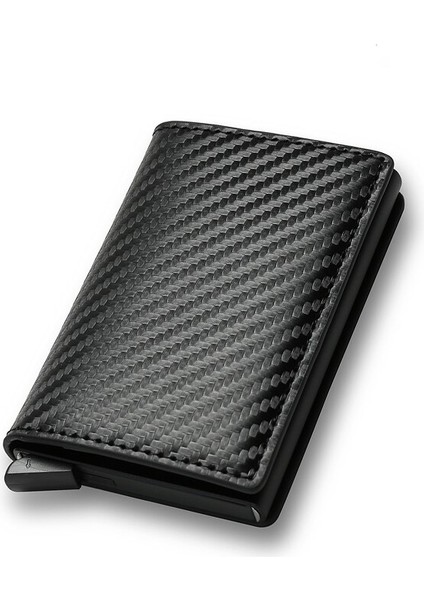 Dıenqı Karbon Rfid Cüzdan Erkek Para Kart Tutucu Cep Mini Ince Cüzdan Kadın Erkek Akıllı Çantalar Otomatik Açılır Vale Cüzdan (Yurt Dışından)