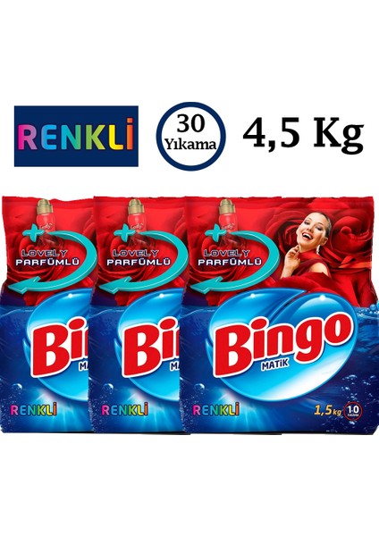 Matik Konsantre Eko Toz Çamaşır Deterjanı Renkli 1,5 kg 3 Adet (4,5 Kg) 30 Yıkama