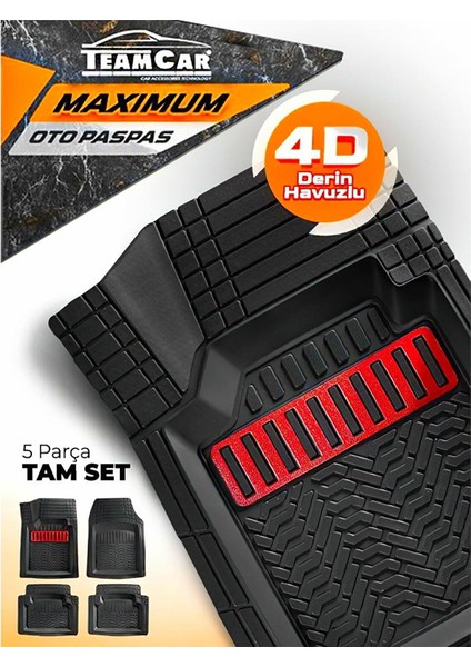 Fiat / Tofaş Tempra 2002-2003 Uyumlu Kırmızı 4d Havuzlu Paspas Takımı