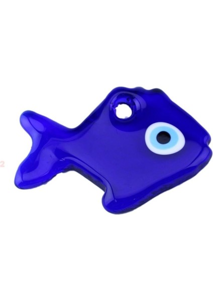 Cam Nazar Boncuğu Delikli Balık Modeli Büyük Boy 9.5X14 cm