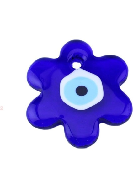 Cam Nazar Boncuğu Delikli Papatya Modeli Büyük Boy 9.5x9.5 cm