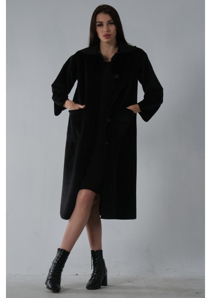 Siyah Bebe Yaka Çift Cepli Kaban 31050686.01 fırsatları