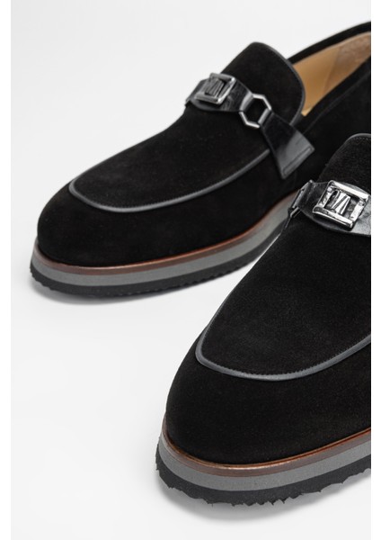 Erkek Siyah Süet Hakiki Deri Loafer Ayakkabı 342 8418 Erk Ayk SK23/24 modelleri