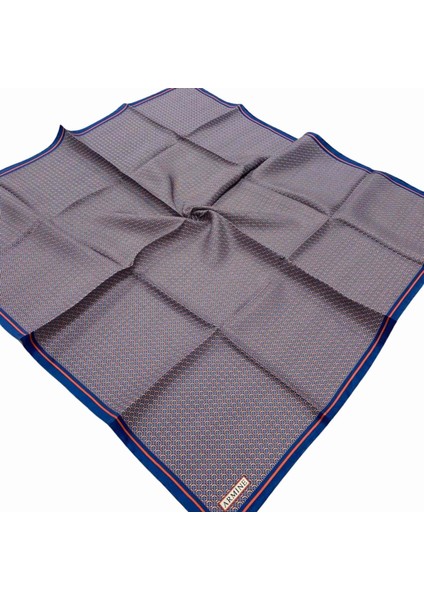 Nostalji Mavi Desenli Tivil Ipek Eşarp 8733-33