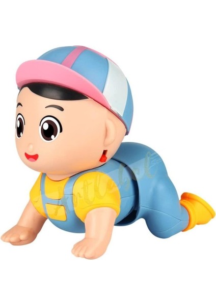 Kutulu Pilli Emekleyen Kasketli Bebek ,EĞLENCELI ve Eğitici Sesli Oyuncak Bebek