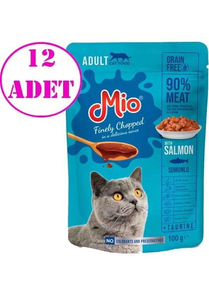 Kedi Yaş Mama Somonlu 100 gr 12 Ad