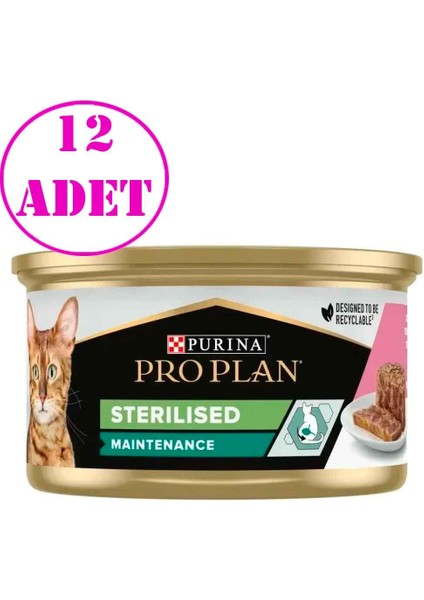 Proplan Kedi Konservesi Ton Balıklı ve Somonlu Kısırlaştırılmış 85 Gr 12 AD
