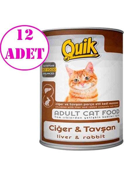 Ciğerli Tavşanlı Kedi Konservesi 415 gr 12 Ad