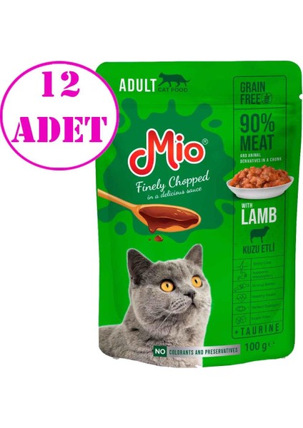 Kedi Yaş Mama Kuzu Etli 100 gr 12 Ad