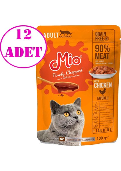 Kedi Yaş Mama Tavuk Etli 100 gr 12 Ad