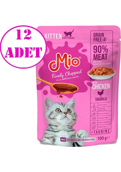 Yavru Kedi Yaş Mama Tavuk Etli 100 gr 12 Ad