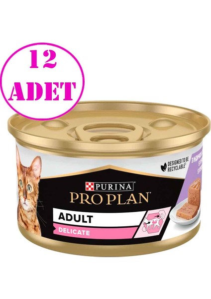 ProPlan Kedi Konservesi Delicate Hindili 85 Gr 12 AD