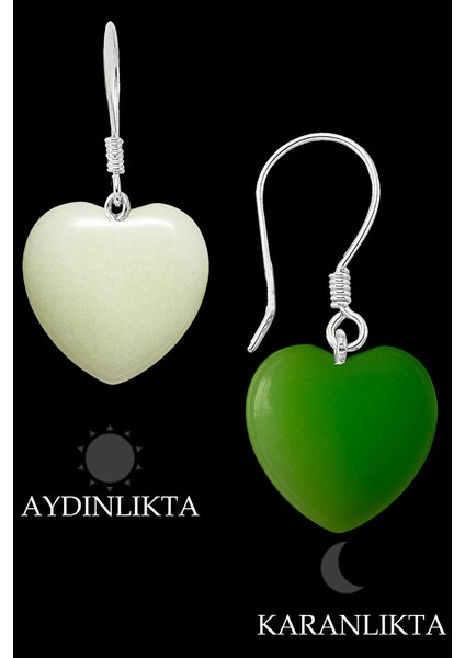 Sertifikalı Kalp Kesim Fosfor Taşı Doğal Taş Küpe