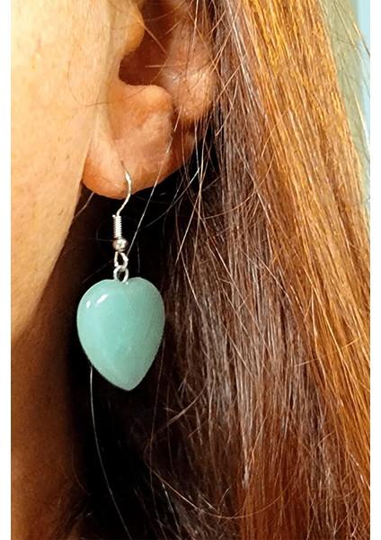 Sertifikalı Kalp Kesim Aventurin Taşı Doğal Taş Küpe fırsatları