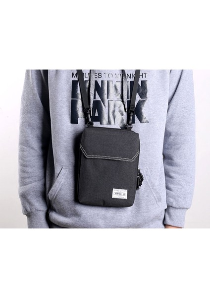 2023 Yeni Moda Rahat Omuz Çantası Erkek Çantası Çok Fonksiyonlu Crossbody Çanta Halter Boyun Pasaport Çantası (Yurt Dışından)