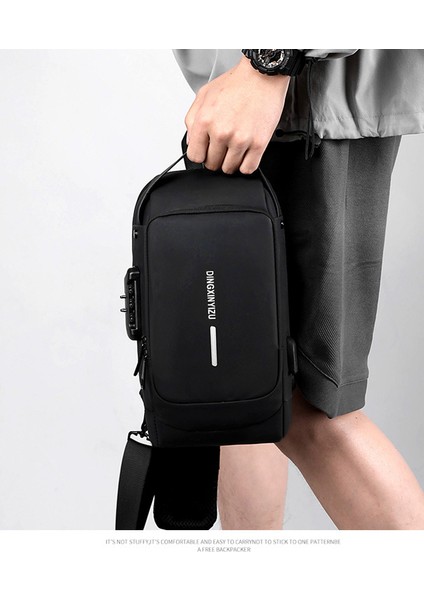 2024 Yeni Göğüs Çantası Erkek Iş Omuz Çantası Teknolojisi USB Hafif Açık Erkek Crossbody Göğüs Çantası (Yurt Dışından)