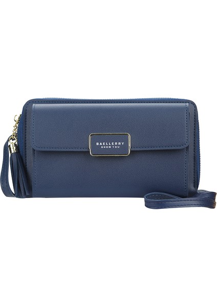 Kadın Uzun Cüzdan Çok Fonksiyonlu Çıtçıt Fermuarlı Debriyaj Büyük Kapasiteli Crossbody Debriyaj (Yurt Dışından)