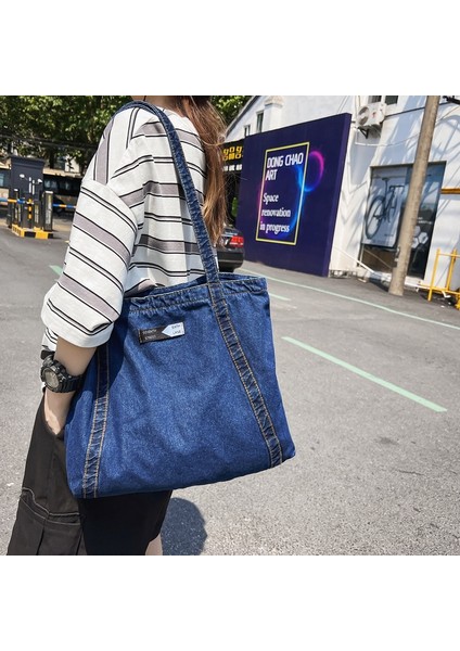 Yaz Denim Rahat Omuz Çantası Kore Versiyonu 2023 Yeni Basit Moda Banliyö Çanta Taşınabilir Toto Çanta Kadın (Yurt Dışından) fiyatları