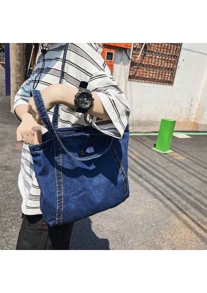 Yaz Denim Rahat Omuz Çantası Kore Versiyonu 2023 Yeni Basit Moda Banliyö Çanta Taşınabilir Toto Çanta Kadın (Yurt Dışından) modelleri
